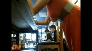 Public red head on  webcam cafe masturbation  – More @ WWW.Erickdarkebadass.com